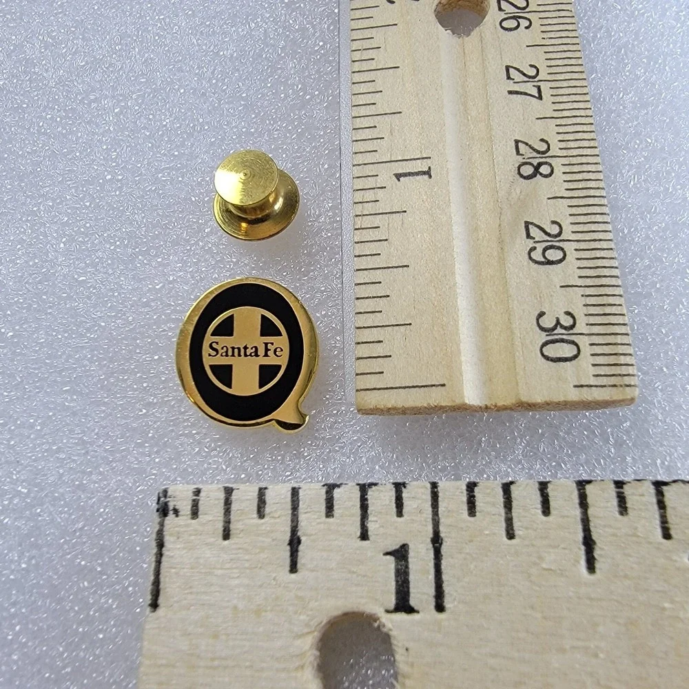 Vintage Santa Fe Railway Lapel Pin Gold Black Enamel Railroad Logo Service Award
